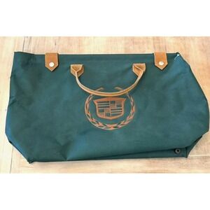 Vintage Air-Tex Cadillac Logo Green Canvas Tote Travel Bag Made USA Carryall